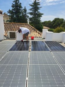 Before and after solar panel cleaning